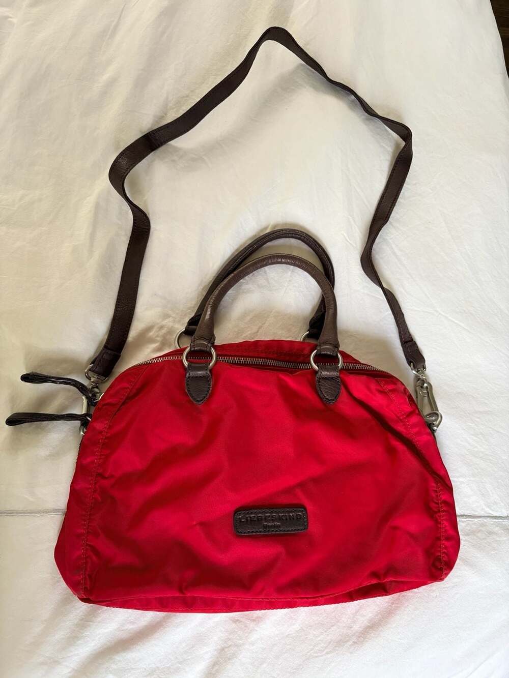 Liebeskind Red Nylon Purse with Detachable Crossbody Leather Strap